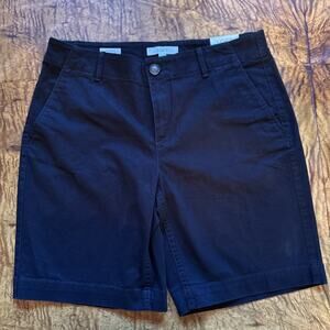 NWT Ann Taylor Loft Black Monroe Bermuda Shorts Sz 8 Mid Rise Flat Front Stretch